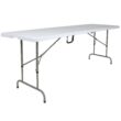 Flash Furniture 2.42-ft x 8-ft Fold-in-Half Indoor Rectangle Plastic White Adjustable Height Folding banquet table 10 -Person