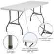 Flash Furniture 2.5-ft x 6-ft Indoor Rectangle Plastic White Folding banquet table 8 -Person