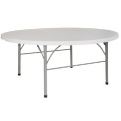 Flash Furniture 5.92-ft x 5.92-ft Fold-in-Half Indoor Round Plastic White Folding banquet table 8 -Person