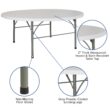 Flash Furniture 5.92-ft x 5.92-ft Fold-in-Half Indoor Round Plastic White Folding banquet table 8 -Person