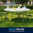 Flash Furniture 5.04-ft x 5.04-ft Fold-in-Half Indoor Round Plastic White Folding banquet table 6 -Person