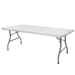 Hampden Furnishings 2.5-ft x 6-ft Indoor or outdoor Rectangle Plastic Gray Folding banquet table 8 -Person