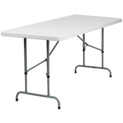 Flash Furniture 2.5-ft x 6-ft Indoor Rectangle Plastic White Adjustable Height Folding banquet table 8 -Person