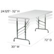 Flash Furniture 2.5-ft x 6-ft Indoor Rectangle Plastic White Adjustable Height Folding banquet table 8 -Person