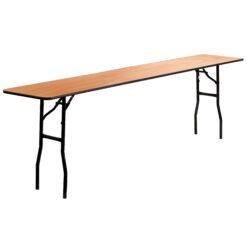 Emma + Oliver 8-Foot Rectangular Wood Folding Training / Seminar Table with Clear Coated Top