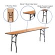 Emma + Oliver 8-Foot Rectangular Wood Folding Training / Seminar Table with Clear Coated Top