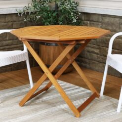 Sunnydaze Decor 3-ft x 2.95-ft Indoor or outdoor Octagon Wood Brown Folding dining table 4 -Person