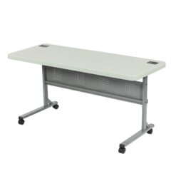 Hampden Furnishings 2-ft x 5-ft Indoor or outdoor Rectangle Polypropylene Gray Folding utility table 3 -Person