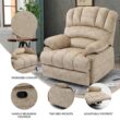GZMR Large Manual Recliner Chair Beige Velvet Upholstered Recliner GZMR Large Manual Recliner Chair Beige Velvet Upholstered Recliner