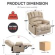 GZMR Large Manual Recliner Chair Beige Velvet Upholstered Recliner GZMR Large Manual Recliner Chair Beige Velvet Upholstered Recliner