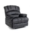 GZMR Large Manual Recliner Chair Dark Gray Velvet Upholstered Recliner