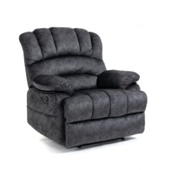 GZMR Large Manual Recliner Chair Dark Gray Velvet Upholstered Recliner