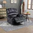 GZMR Large Manual Recliner Chair Dark Gray Velvet Upholstered Recliner