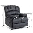 GZMR Large Manual Recliner Chair Dark Gray Velvet Upholstered Recliner