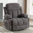 Mondawe 360 Degree Swing with Massage and Lumbar Heat Recliner Gray Velvet Upholstered Swivel Massage chair