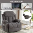Mondawe 360 Degree Swing with Massage and Lumbar Heat Recliner Gray Velvet Upholstered Swivel Massage chair