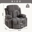Mondawe 360 Degree Swing with Massage and Lumbar Heat Recliner Gray Velvet Upholstered Swivel Massage chair