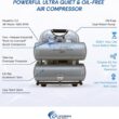 California Air Tools 4620AC-22060 Powerful 2.0 HP Ultra Quiet and Oil-Free Air Compressor, 4.6 Gallon Tank Capacity, 70 dB Noise Level, Electric, Portable, 220v / 60 hz, Silver
