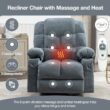 GZMR 8-Point Vibration Massage Heating Rocker Recliner Chair Blue Polyester Upholstered Swivel Massage chair