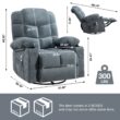 GZMR 8-Point Vibration Massage Heating Rocker Recliner Chair Blue Polyester Upholstered Swivel Massage chair