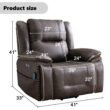 Bestier 41 in Oversize Dark Gray PU Leather Power Lift Recliner Chair with Massage and Heating