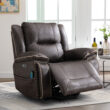 Bestier 41 in Oversize Dark Gray PU Leather Power Lift Recliner Chair with Massage and Heating