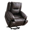 Bestier 41 in Oversize Dark Gray PU Leather Power Lift Recliner Chair with Massage and Heating