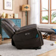 Bestier 41 in Oversize Dark Gray PU Leather Power Lift Recliner Chair with Massage and Heating