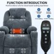 GZMR 8-Point Vibration Massage Power Lift Recliner Chair Blue-Gray Polyester Upholstered Powered Reclining Recliner with Lift Assistance
