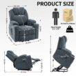 GZMR 8-Point Vibration Massage Power Lift Recliner Chair Blue-Gray Polyester Upholstered Powered Reclining Recliner with Lift Assistance