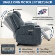 GZMR 8-Point Vibration Massage Power Lift Recliner Chair Blue-Gray Polyester Upholstered Powered Reclining Recliner with Lift Assistance