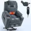 GZMR 8-Point Vibration Massage Power Lift Recliner Chair Blue-Gray Polyester Upholstered Powered Reclining Recliner with Lift Assistance