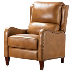 14 Karat Home CAMEL Leather Upholstered Recliner
