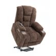 GZMR Large Power Lift Recliner with Massage and Heat Brown Chenille Upholstered Powered Reclining Recliner with Lift Assistance