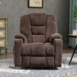 GZMR Large Power Lift Recliner with Massage and Heat Brown Chenille Upholstered Powered Reclining Recliner with Lift Assistance