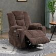 GZMR Large Power Lift Recliner with Massage and Heat Brown Chenille Upholstered Powered Reclining Recliner with Lift Assistance
