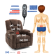 GZMR Large Power Lift Recliner with Massage and Heat Brown Chenille Upholstered Powered Reclining Recliner with Lift Assistance