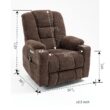 GZMR Large Power Lift Recliner with Massage and Heat Brown Chenille Upholstered Powered Reclining Recliner with Lift Assistance
