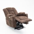 GZMR Large Power Lift Recliner with Massage and Heat Brown Chenille Upholstered Powered Reclining Recliner with Lift Assistance