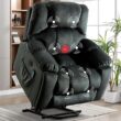 Bestier 40.6 in. Gray Green Microfiber Oversize Power Lift Recliner Chair with Massage and Heating