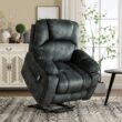 Bestier 40.6 in. Gray Green Microfiber Oversize Power Lift Recliner Chair with Massage and Heating