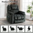 Bestier 40.6 in. Gray Green Microfiber Oversize Power Lift Recliner Chair with Massage and Heating
