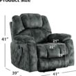 Bestier 40.6 in. Gray Green Microfiber Oversize Power Lift Recliner Chair with Massage and Heating