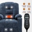 Mondawe Blue Chenille Upholstered Tufted Powered Reclining Massage chair with Lift Assistance