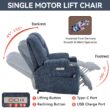 Mondawe Blue Chenille Upholstered Tufted Powered Reclining Massage chair with Lift Assistance