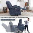 Mondawe Blue Chenille Upholstered Tufted Powered Reclining Massage chair with Lift Assistance