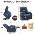 Mondawe Blue Chenille Upholstered Tufted Powered Reclining Massage chair with Lift Assistance