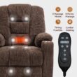 Mondawe Brown Chenille Upholstered Tufted Powered Reclining Massage chair with Lift Assistance