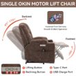 Mondawe Brown Chenille Upholstered Tufted Powered Reclining Massage chair with Lift Assistance
