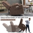 Mondawe Brown Chenille Upholstered Tufted Powered Reclining Massage chair with Lift Assistance